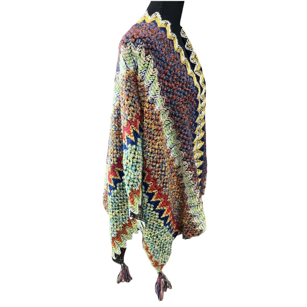 Knitted Shawl Wrap for Women Tassel Cape Retro Vintage Boho Scarf Bohemian OS - Picture 2 of 4
